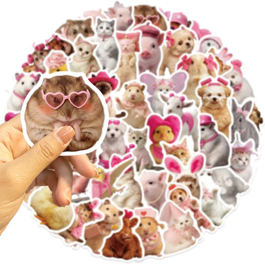 Pink Lovely Pet Cartoon Sticker Pack 54 Sheets, Waterproof PVC Stickers, Perfect for DIY Ornament RecordingYourLife Store