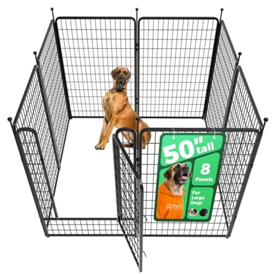 

Вольер для собак Rollick Unleashed, 50 дюймов, 8 панелей, для больших собак, черный, для дома, двора, кемпинга, автодома │ Запатентовано