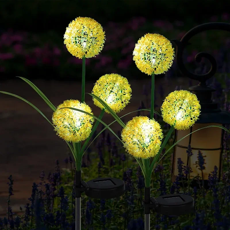 LED Solar Light-Emitting Dandelion Light String, Luz de gramado, Sunflower Solar LED Lights, Outdoor Decorative Light String, O mais recente