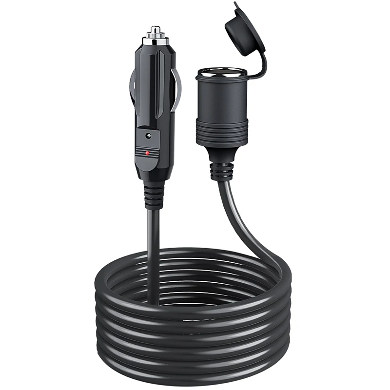 Car Plug Extension Cord 3-5m, Car Plug Male To Female Socket Cable Heavy Duty Power Charger Adapter With LED 15A Fuse