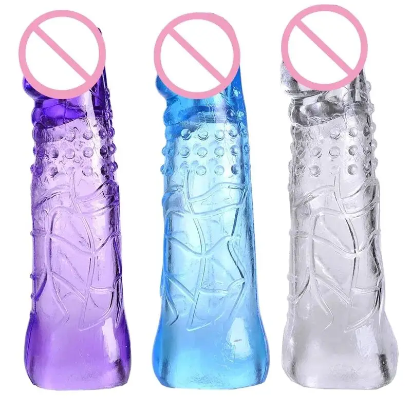 

Penis Huge Dildo Enlarge Thicken Extender Set Penis Enlarger Reusable Cock Condom Enlargement Penis Condoms Adult Delay Sex Toys