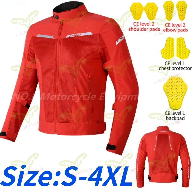 

Motorcycle Riding Jacket LYSCHY Night Reflective Riding Suit with Built-in Protective Pad for Summer Breathability