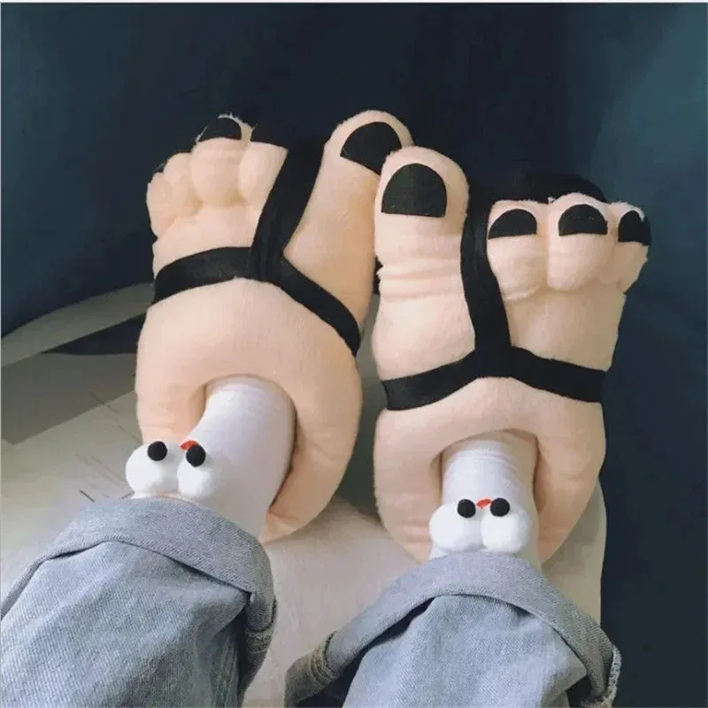 Funny Feet Claws Comfortable Plush Slippers Indoor Home Increase Men Women Winter Warm Cotton Slider Five Finger Cosplay Shoes