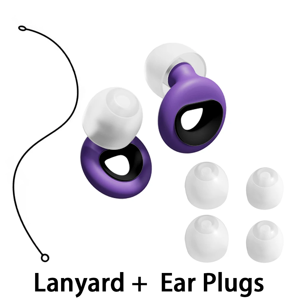 Household Rest Earplugs with Silicone Lanyard Comfortable Ear Inserts for Noise Reduction Partial Ambient Noise Blocking