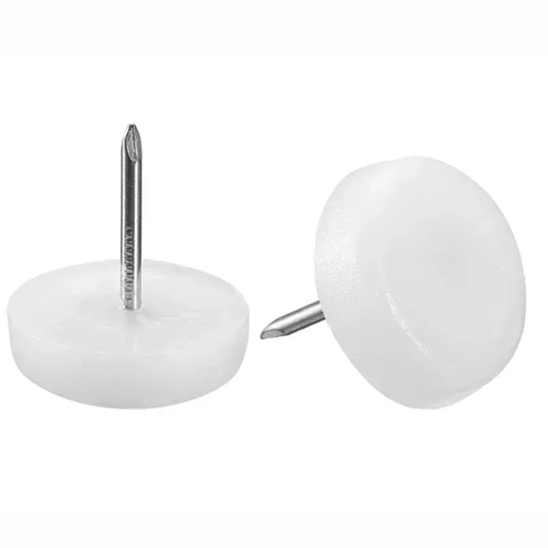 Nylon Furniture Feet 10/13/14/16/18/20/22/25/30mmWhite Plastic Stick-on Glide Skid Pad Screw Nail in Chair Leg Floor Protector