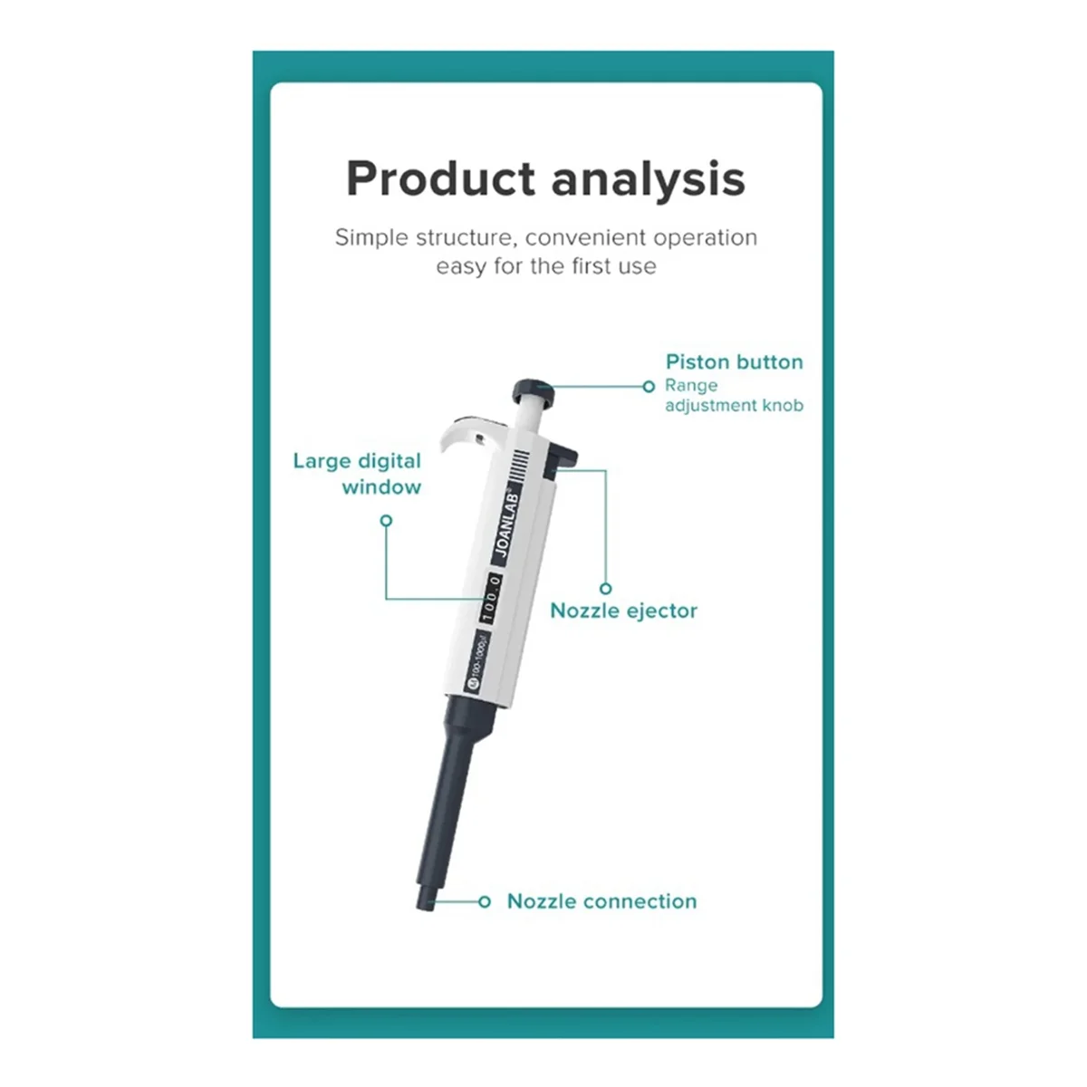 JOANLAB Micropipette Laboratory Automatic Pipette Digital Adjustable Plastic Pipette Chemistry Laboratory Equipment A