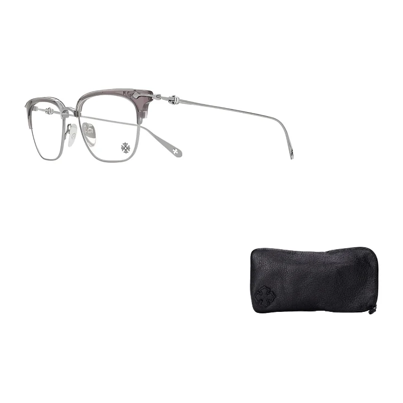 Chrome Hearts Square Eyeglass Frames Unisex Silver Gray SLUNTRADICTION-F/G