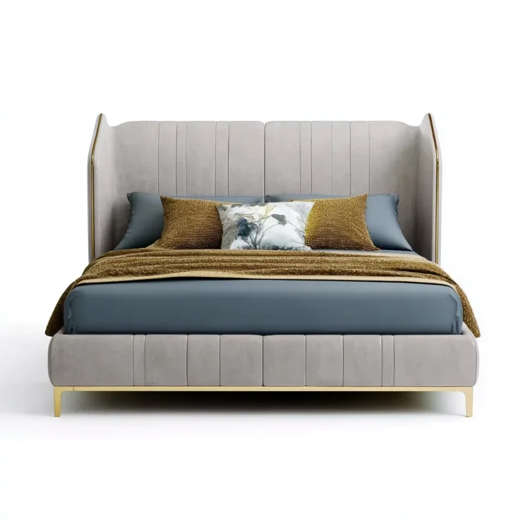 

#Italian Minimalist Leather Bed Modern King Size Leather Bed Bedroom Furniture
