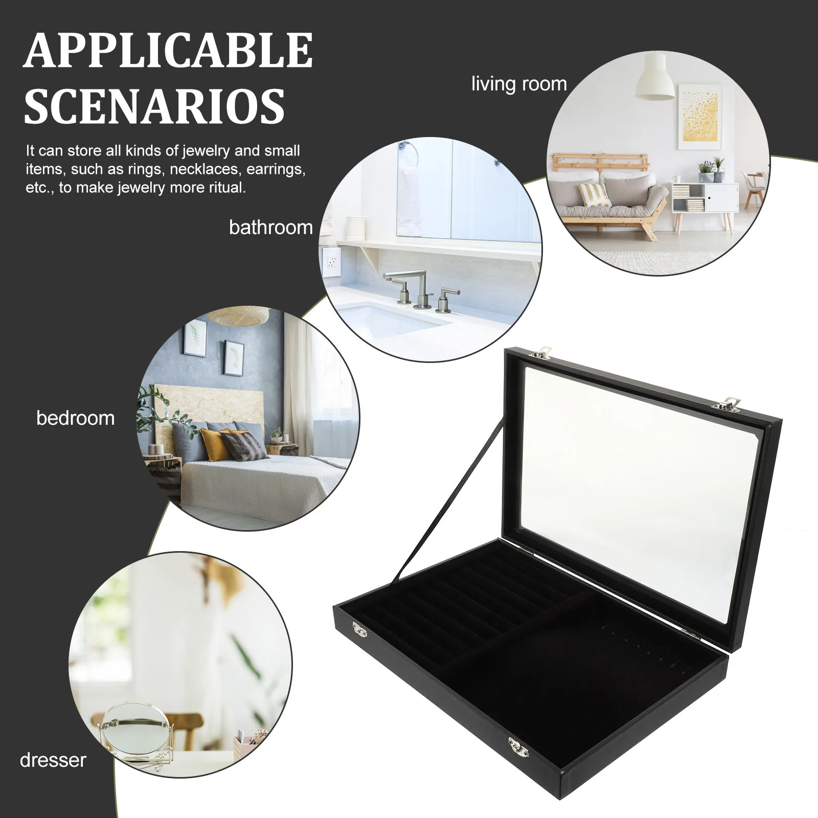 

Tray Jewelry Storage Box Organizer Hanging Zinc Alloy Necklace Display Case
