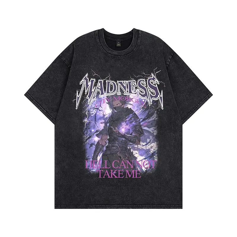 

Bleach Ichigo Kurosaki Multi-form Hollow & Zangetsu Vintage Washed Anime Print T Shirt Men 2026 Summer Casual Streetwear