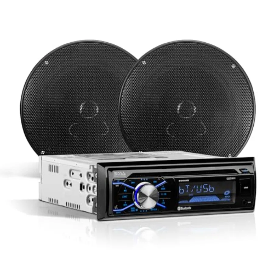 

Автомагнитола 656BCK - 1-DIN, Bluetooth, CD, MP3, USB, AM/FM-радио с 6,5-дюймовыми 2-полосными широкополосными динамиками, черная