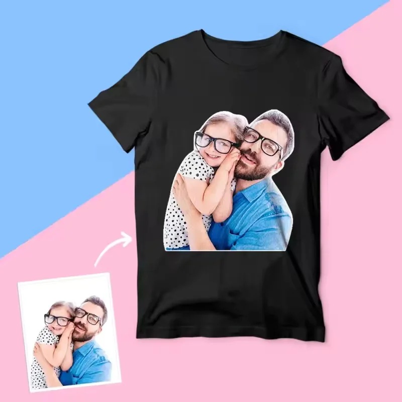 Personalisierte T-Shirts mit warmen Fotos von Familienmitgliedern, Kurzarm, O-Ausschnitt, DIY-Design, Allover-Print-T-Shirts