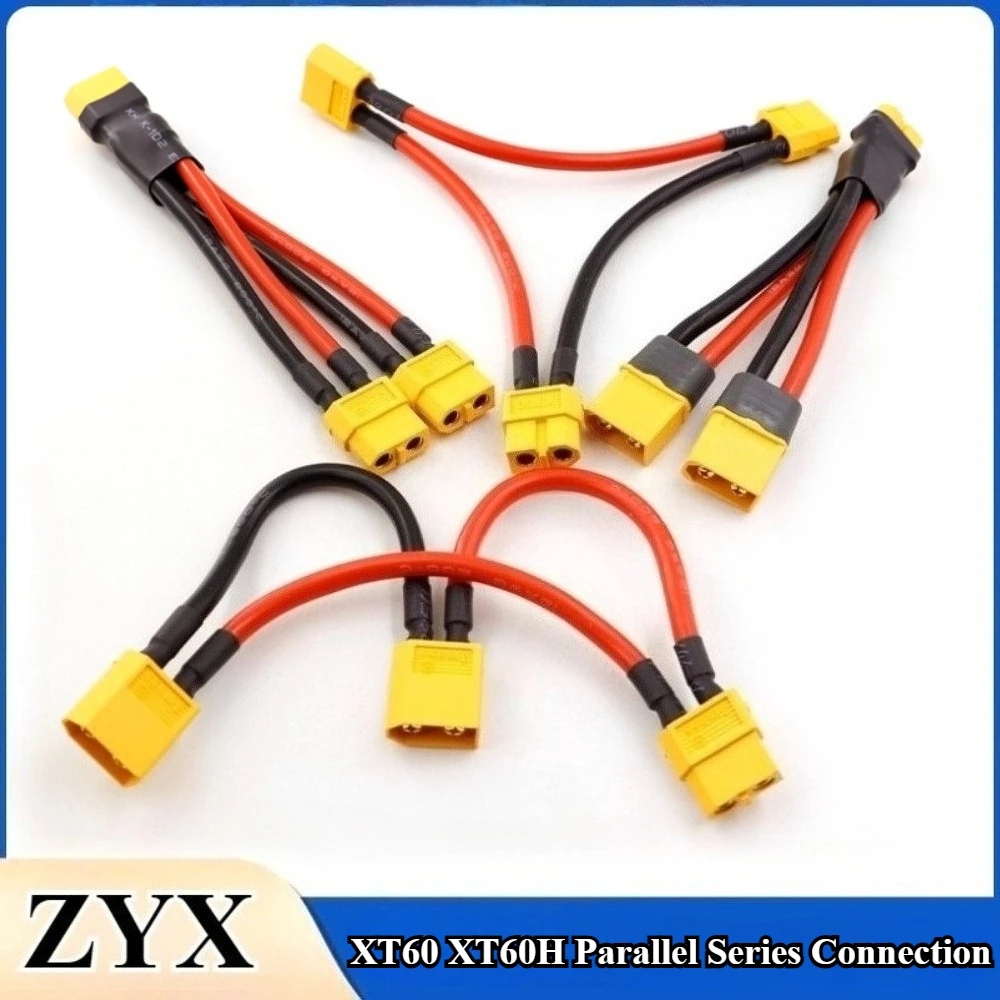 

XT60 XT60H Parallel Series Battery Male/Female Cable Extension Y Splitter 2-Way 12AWG Silicone Wire for Battery Charger Motor