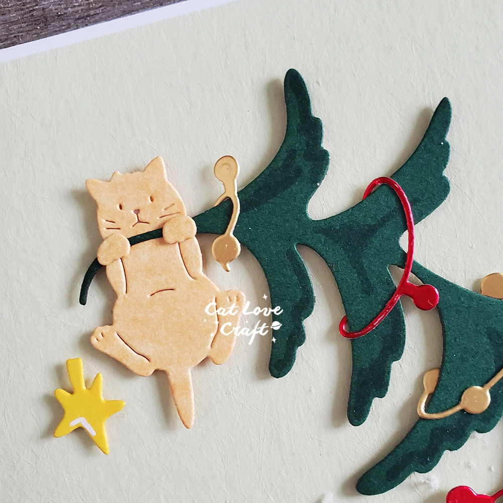 Catlove Christmas Tree Gifts Cat Metal Cutting Dies Scrapbooking Stencil Die Cuts Card Making DIY Craft Embossing New Dies For view 5