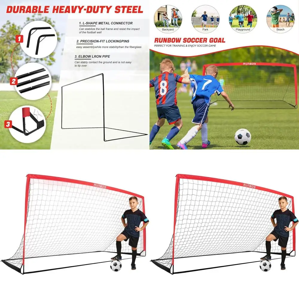

Portable Soccer Goal Set for Kids & Adults - 11x5.5, 9x5, 6x4 Sizes with Carry Bag for Indoor/Outdoor Play