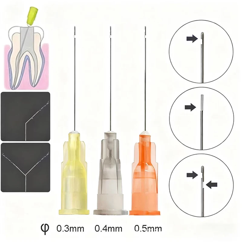 100 قطعة إبرة الري الداخلي للأسنان طرف قناة الجذر إبرة الري الجانبية g نهاية مغلقة الجانبية Foramen بالمنظار الري