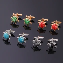 2 Pcs Sea Turtle Cufflinks Zinc Alloy Animal  Metal Classic 4 Colors Cuff Links For Men Suit Shirt Jewelry Accessories