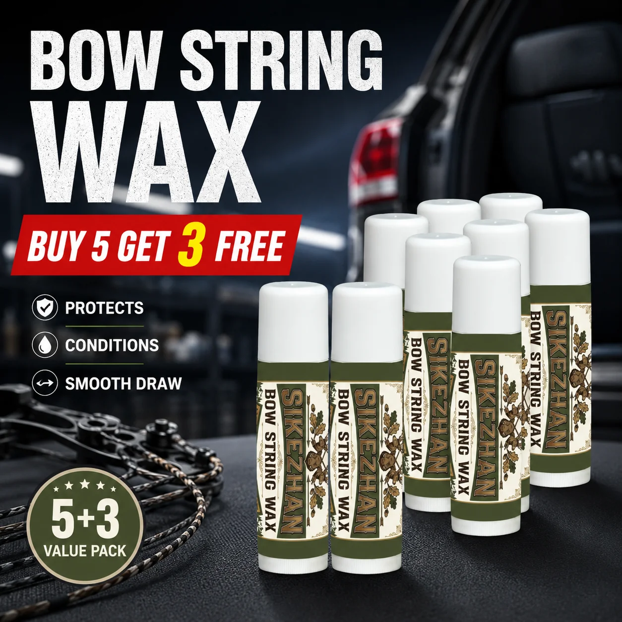 8PC Archery Bow String Wax for Compound Recurve Crossbow Lubricant Protects Strings Prevents Fraying Rail Lube Hunting Accessory