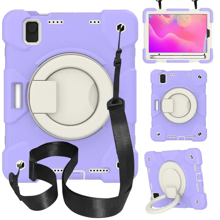 

Для iPad mini (2024)/mini (2021) Чехол из жесткого ПК + мягкий силиконовый противоударный чехол-подставка с держателем для карандашей и плечевым ремнем