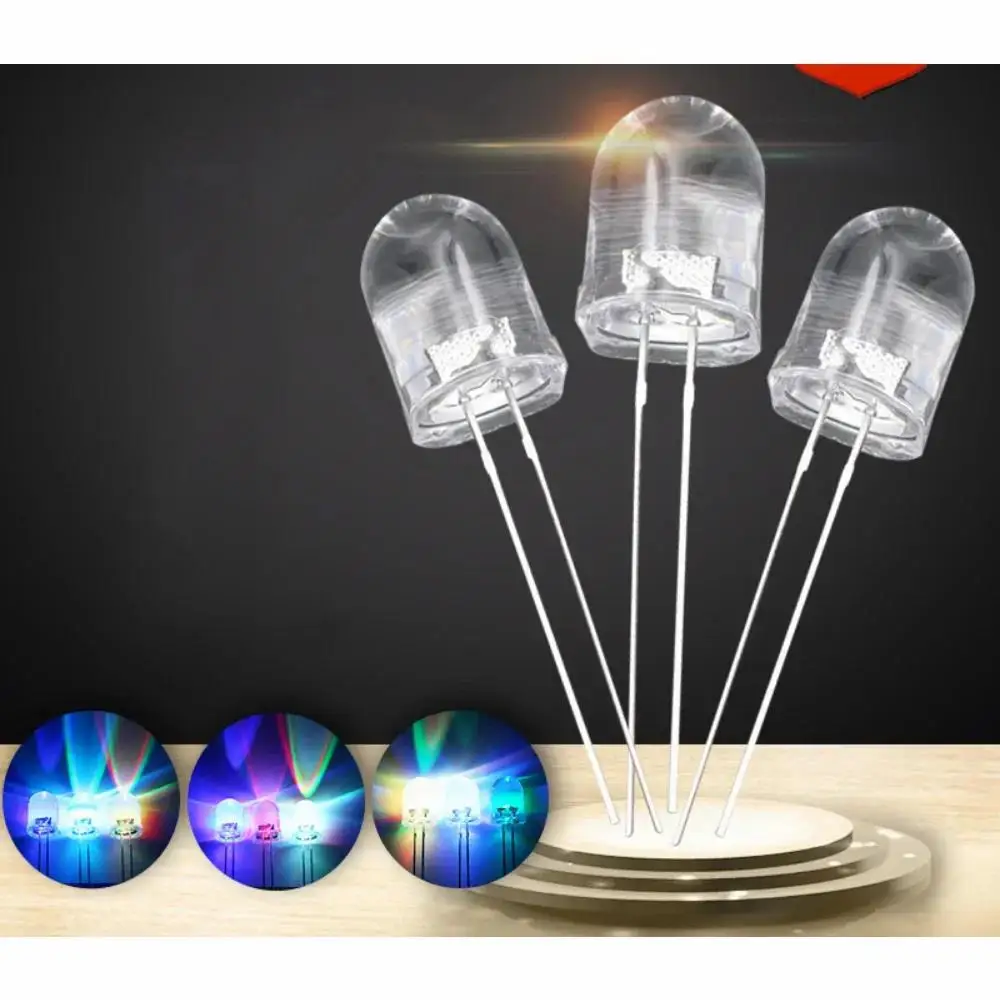 LAUBEI 50pcs 5mm Multicolor Slow/Fast Flashing LED Diode Blinking Light Emitting Diodes 2 Pins Clear Round Electronic Components