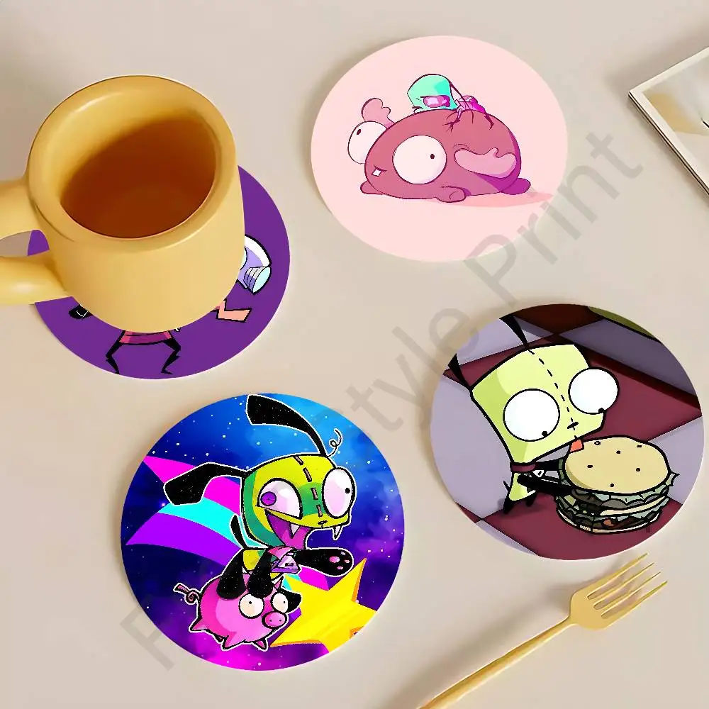 

I-Invader ZIM GIR Round Anime Wooden Coasters DIY Decorations Birthday Valentine Gifts