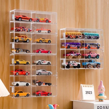 1:64 Acryl Auto Display Box Für Auto Modell Spielzeug Schrank Rack Staubdicht Auto Nicht Stanzen Klebstoff Wand Transparent Display Box