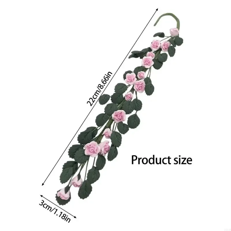 1/12 스케일 인형 집 정원 장식을위한 소형 장미 포도 나무 철 와이어 줄기 장면 디스플레이 15ub와 현실적인 수지 꽃