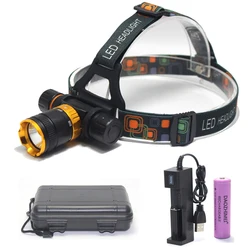 10W T6 Diving head lamp spearfishing Headlight 4000 Lumen 5- Mode Waterproof LED Lighting Torch+1x 18650 battery + USB charger