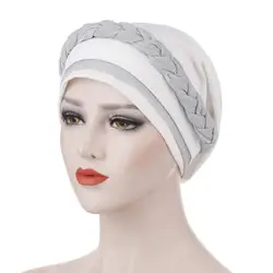 Bright Wire Braided Turban Women Islamic Inner Hijab Caps Muslim Headscarf Chemo Hat Headwrap Beanies Hair Accessories