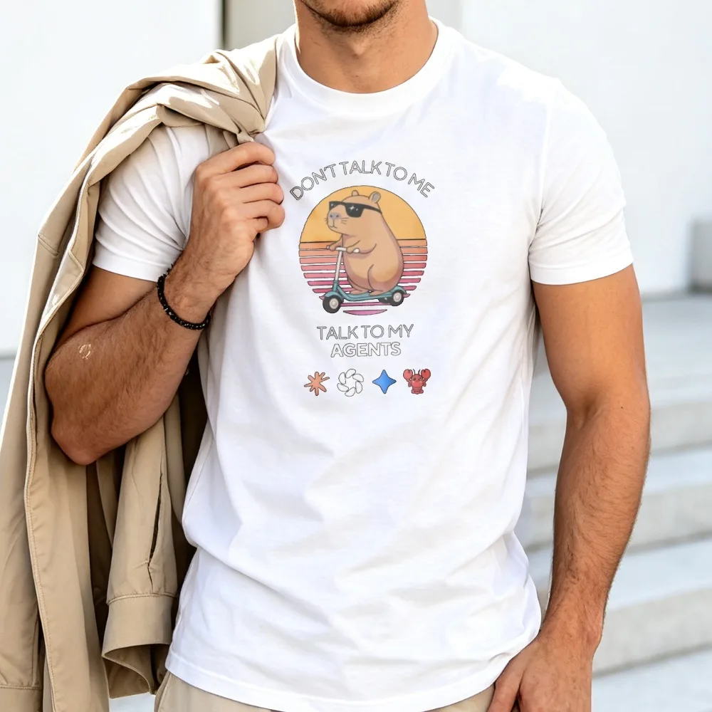 Funny AI Agents T-Shirt Capybara Tech Humor Tee Software Engineers Coders & AI Lovers Print Tees Don't Talk To Me Capybara Tops