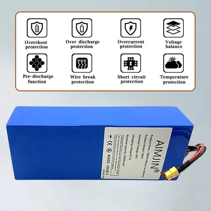 60V 16S5P 20000mAh battery pack 2500W high-power lithium battery with built-in BMS lithium-ion battery pack