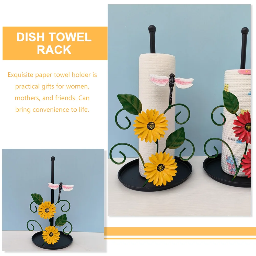 

Vertical Paper Holder Metal Flower Retro Tissue Stand Countertop Desk Roll Rack Practical Gifts Tissue Roll Holder Women