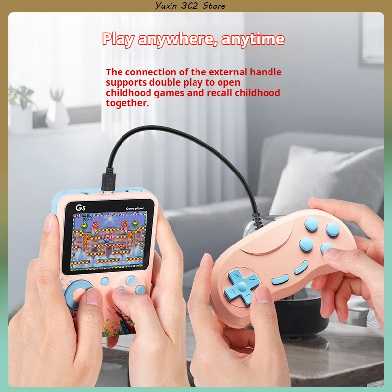 G5 Handheld Game Console Colorful Macaron Game 500 Classic Games 3.0inch Screen Portable Gamepad 1020mah Rechargeable Battery