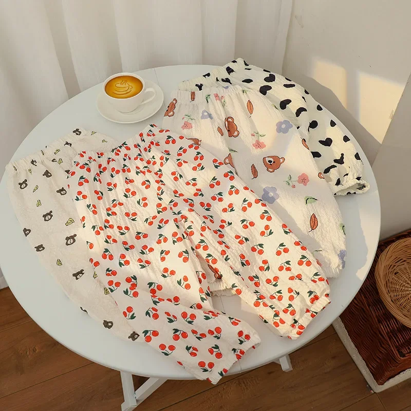 Girls Boy Lantern Pants Summer Kids Breathable Trousers Printed Anti-Mosquito Pants 1-6Y Cute Patterns Children Bottoms Clothing