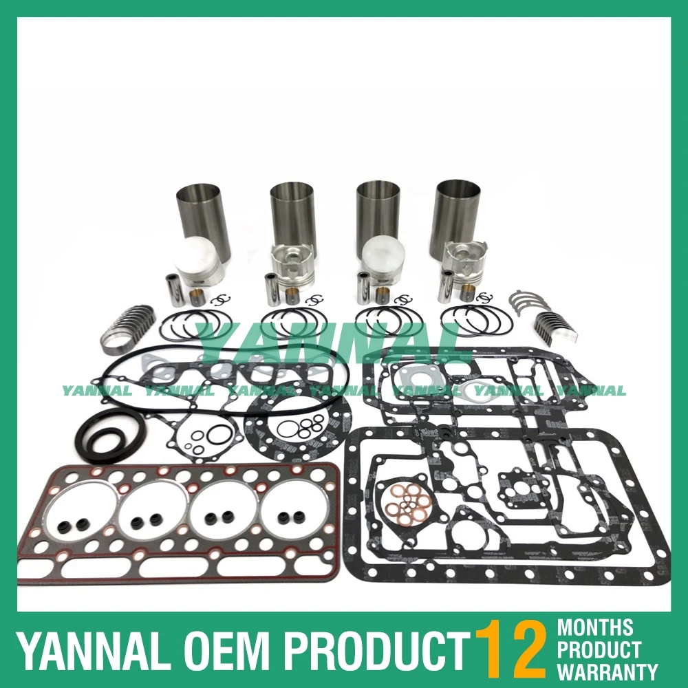 

V1902-IDI Cylinder Liner Kit With Gasket Set Bearing For Kubota Excavator Engine Parts