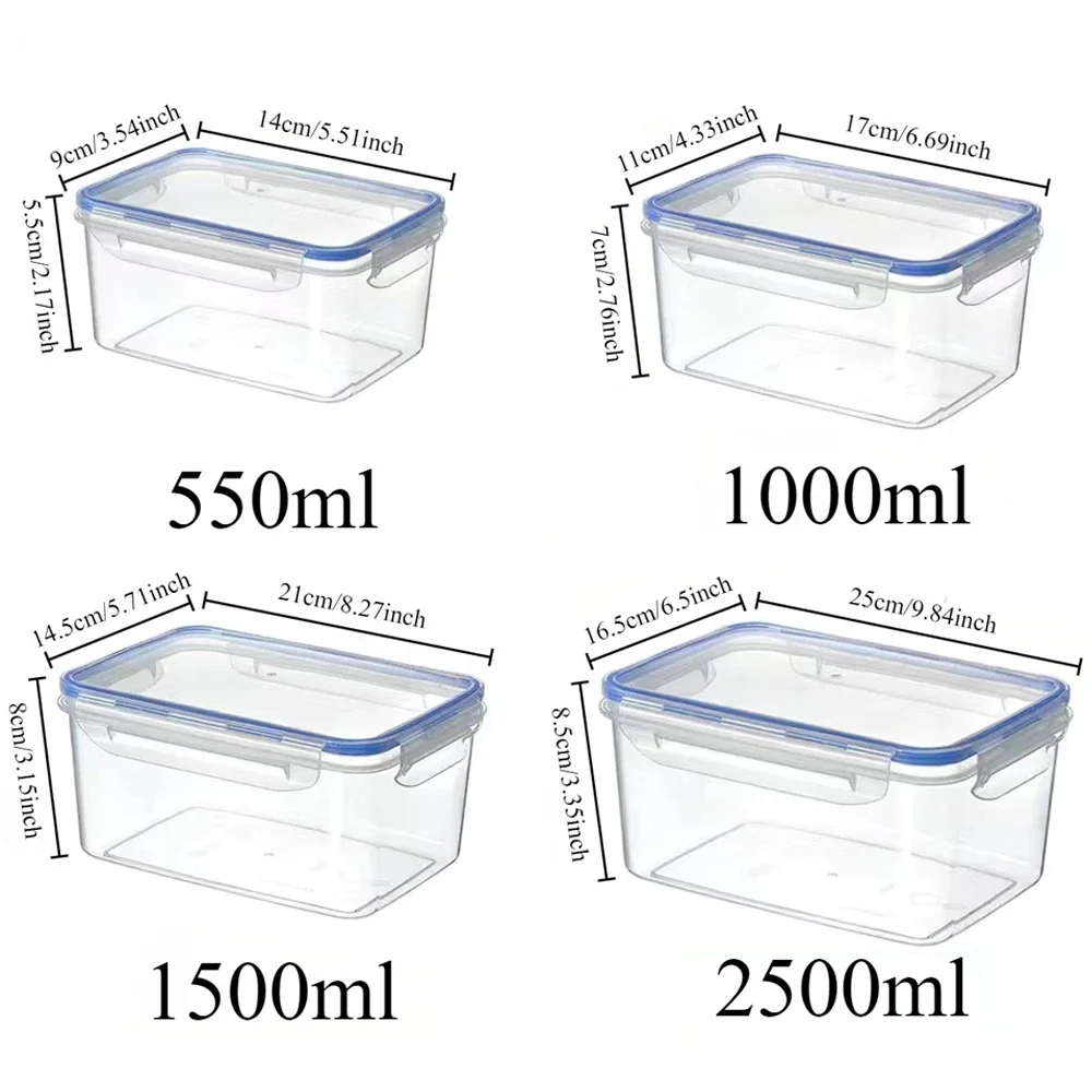 1/4PCS Refrigerator Storage Box Food Containers Plastic Fresh-Keeping Box with Lid Portable Storage Box Kitchen Organization