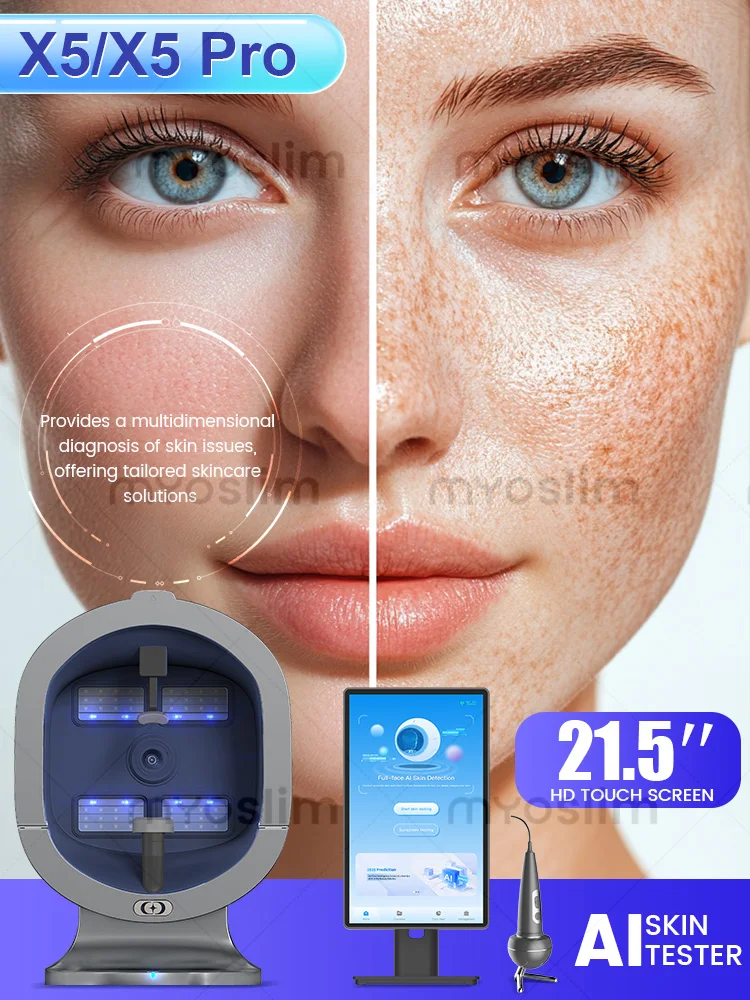 X5 Pro-AI Skin LmageAnalyzerScansione multi-spettro per tutto il corpo per apparecchiature di bellezza Analizzatore del cuoio capelluto multilingue 15,6 pollici 21,5 pollici