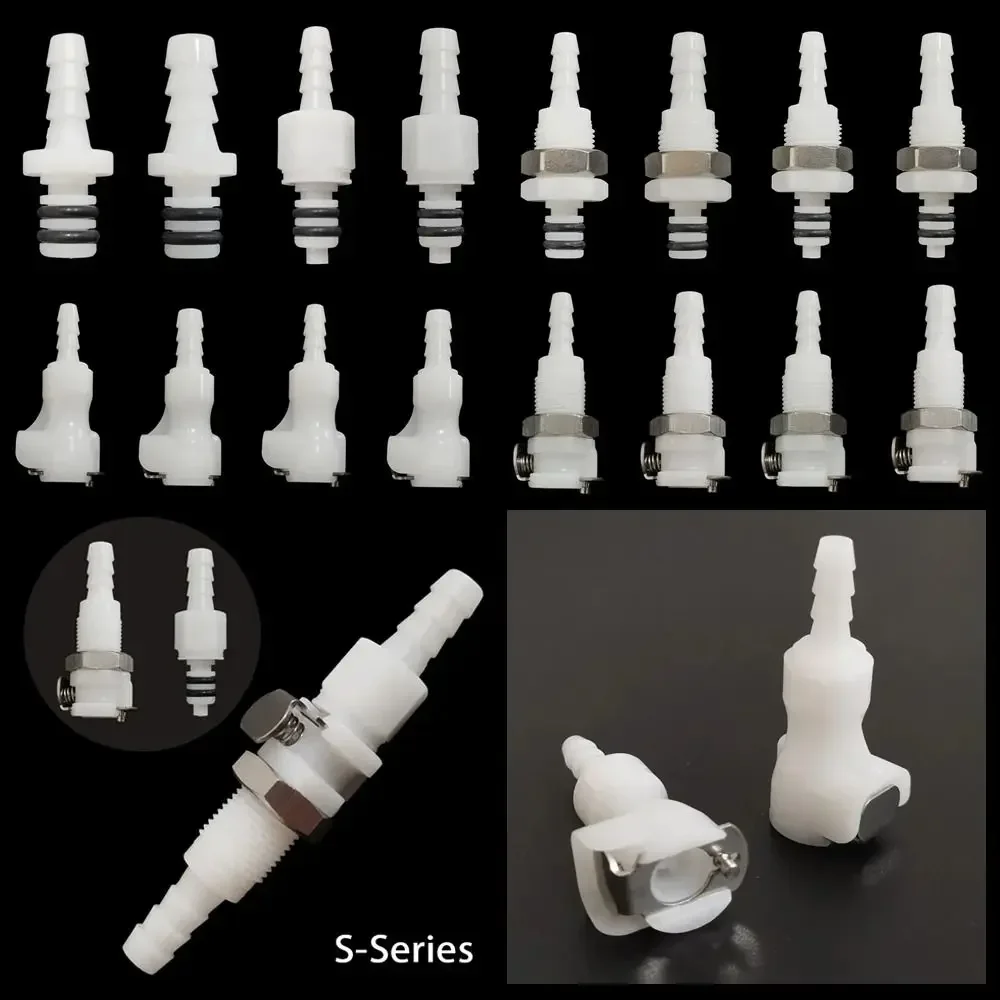 1Pcs Disconnect Fitting Coupling Hose Joint Tube Connector Quick Shut-Off Hose Barb Valved Male Female S-series Quick Coupler