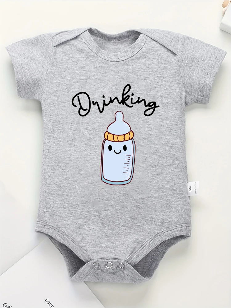 Funny Twin Baby Onesies, drinking buddies, manga curta, algodão, roupas recém-nascidas, roupas infantis, pijamas meninos e meninas, verão