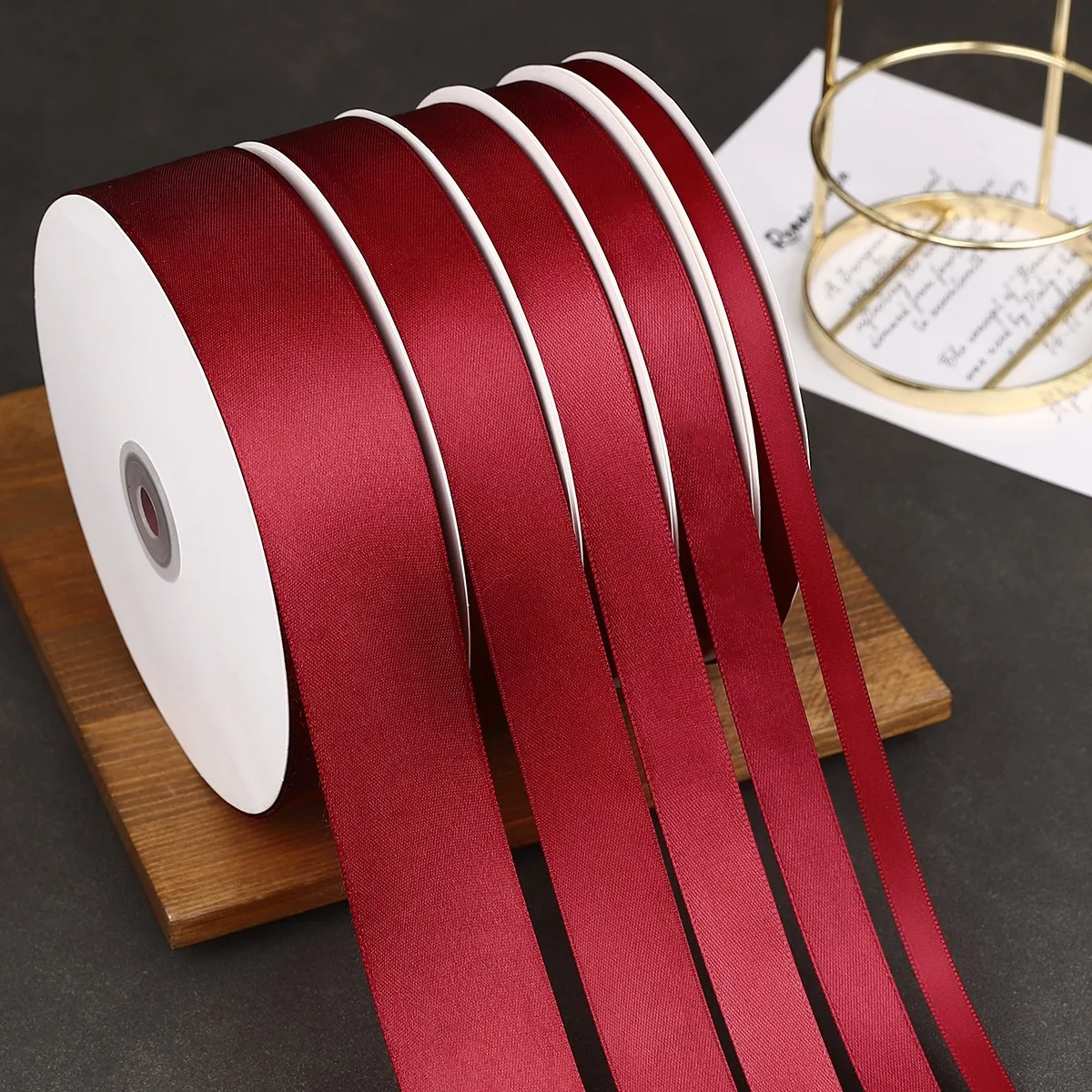 100Yards/Roll Wine Red Ribbons For Crafts Bow Knot Rose Flower fai da te fatto a mano confezione regalo natale decorazione di nozze nastro