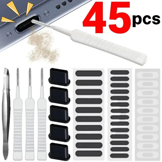 Zestaw do czyszczenia portu ładowania telefonu komórkowego ze szczoteczką do czyszczenia iPhone'a 16 15 14 13 Pro Max Plus Samsung Xiaomi iOS Type C Cleaner Set