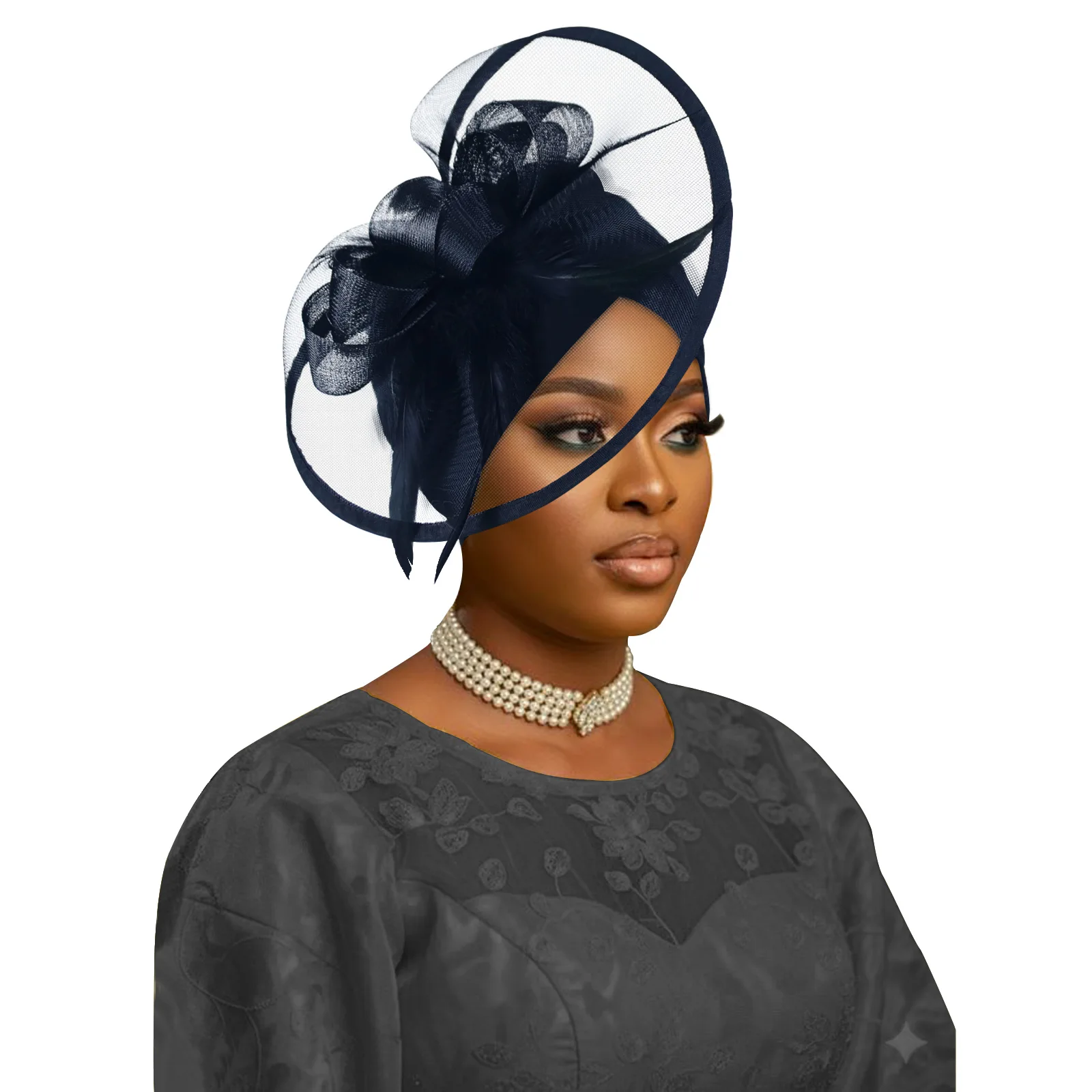 African Traditional Islamic Hat Headties Mesh Feather Decor Cap Modest Muslim Headwear Head Wraps for Casual Turbante Mujer