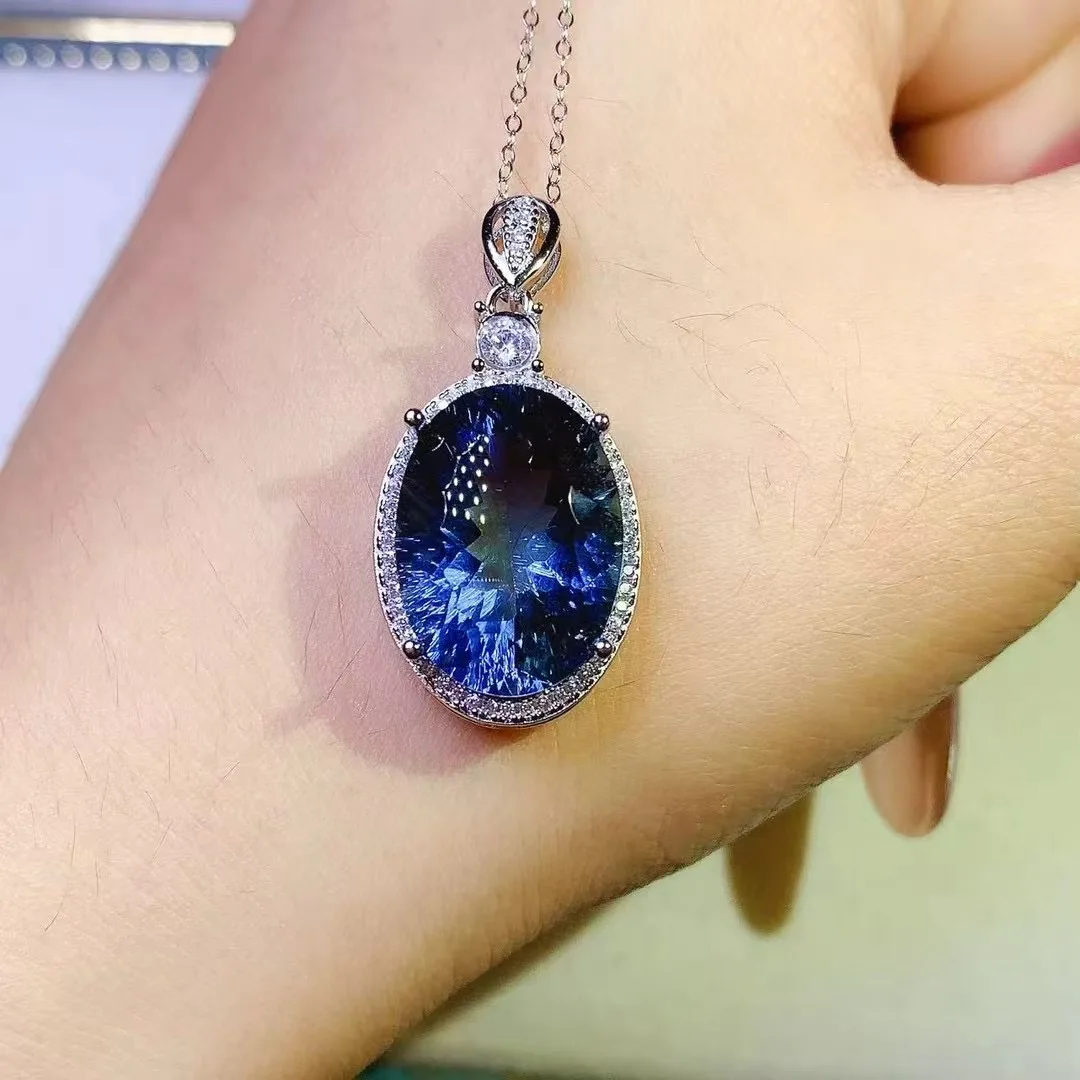 

KJJEAXCMY High End Women's Pendant Natural Topaz S925 Silver with Electroplating Boasting High Clarity Full Brilliance Gift