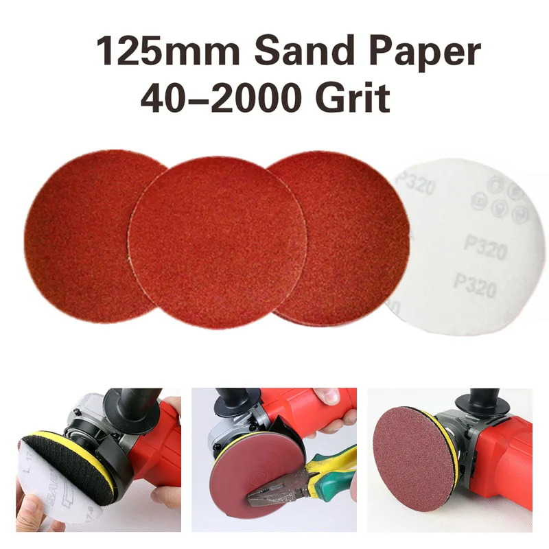 

Sanding Tool Accessories 10pcs 125mm Red Circular Abrasive Discs with Grits 40#-2000# Felt Wheel Polishing Sharpening Sand Paper