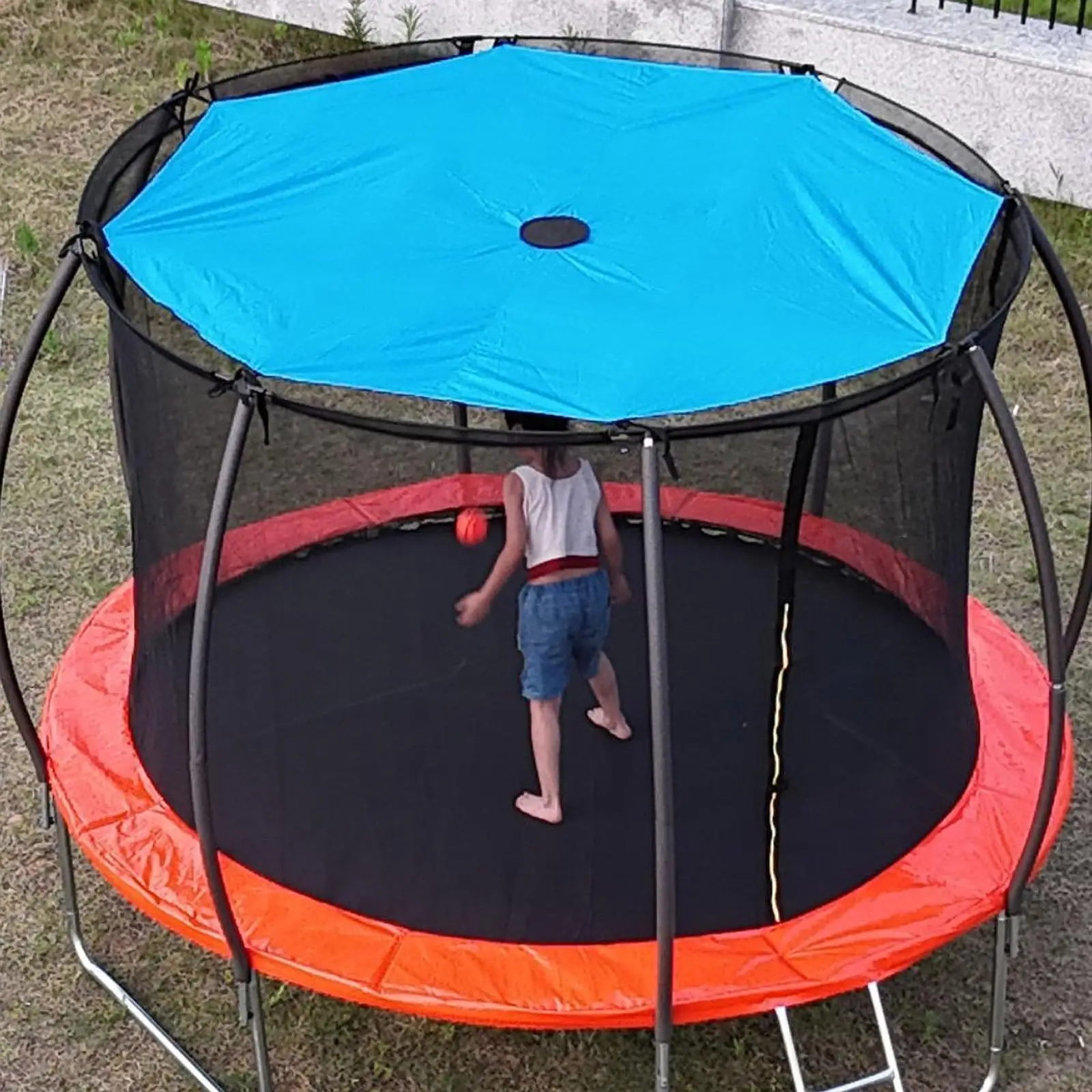 Trampoline Shade Cover Outdoor Trampoline Protective Cover Summer Playground Trampoline Canopy for 6 Poles Round Trampoline