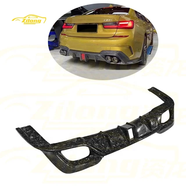 For BMW 3 Series G20 G28 Rear Bumper M-Edition Upgraded CMST Style Carbon Fiber Rear Diffuser