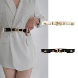 Men's and women's personalized belt hollow double buckle elastic belt fashion punk handsome waist cover