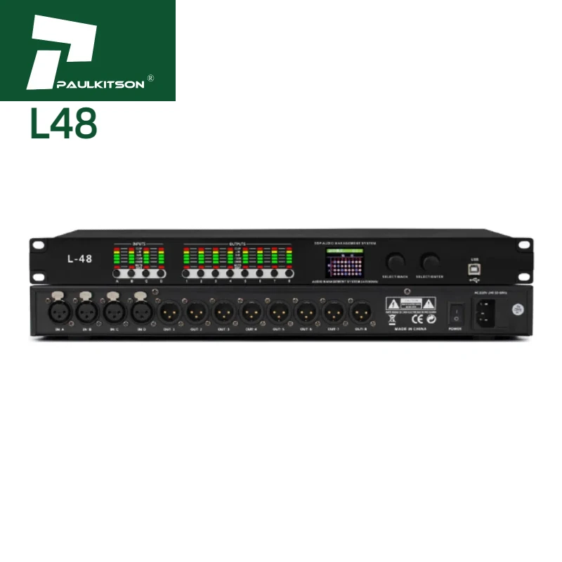 L48 4 In 8 Out DSP Audio Processor Professional Digital Sound Equipment Metal Chassis for Concert PA & Recording