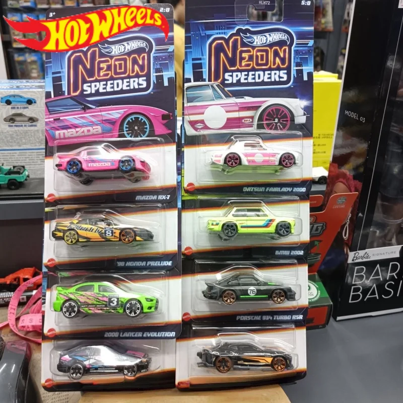 

Новинка 2025 года, чехол Hot Wheels Neon Speeders E, масштаб 1:64, литая под давлением модель автомобиля Porsche Bmw Honda, игрушки, подарки на день рождения для мальчиков