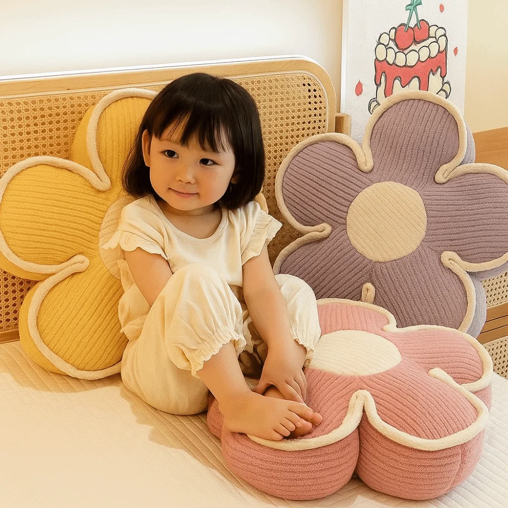 

Kids Toy Plush Flower Pillow Soft Thickened Seat Cushion Flower Shaped Easy Rebound Chair Cushion Bedroom